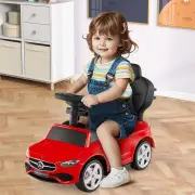 Costway3-in-1 Ride on Push Car with Adjustable Canopy and Steering Push Bar-Red