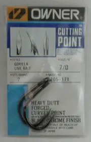 Owner 5105-171 # 7/0 Gorilla Live Bait Hook 2Ct