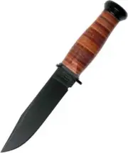 KA-BAR Mark I USN 2225 Fighting Utility Knife Army Brown Leather Handle w Sheath