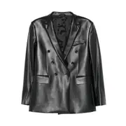 [Reveres 1949] Reveres 1949 Double-breasted Leather Jacket 52 IT BLACK