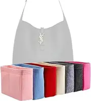 [Generic] Xoppia Bag Organizer compatible with YSL le 5 à 7 Soft Hobo Large. Felt Bag Insert for Handbag. Bag Liner for Women Tote Bags. (Black, Style B: Side Zipper)