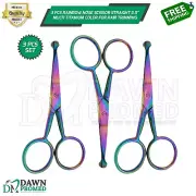 3 Pcs Rainbow Nose Scissor Straight 3.5" Multi Titanium Color For Hair Trimming