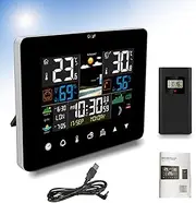 Weather Station with Touch Function,Color Display Digital Weather Forecast Station,2 Alarms,Outdoor Sensors，Temperature and Humidity Monitor,for Home, Office, and Outdoor Use