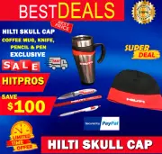 HILTI SKULL CAP, COFFEE MUG, KNIFE, PENCIL AND PEN, EXCLUSIVE, FAST SHIPPING