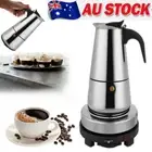 Coffee Maker Moka Stove Percolator Stainless Pot Latte Top Espresso 2/4/6/9-Cup