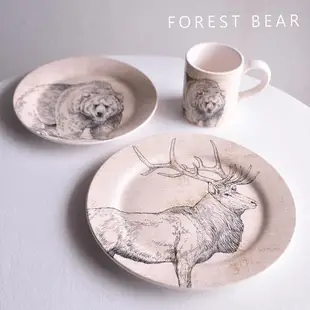 出口尾單森林熊馴鹿動物餐具盤子碗馬克杯創意美式家居西餐具擺設