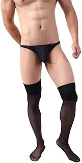 [Generic] Over Knee Thin Socks for Mens Transparent Long Sexy Top Thigh High Stockings Sissy