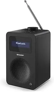 SHARP DR-430(BK) Tokyo Digital Radio with Bluetooth 5.0, DAB+/FM Radio Audio Player, Mains Powered, Bedside Kitchen or Lounge Radio with Dual Alarm Clock, DRC Audio & 40 Pre-Sets – Midnight Black