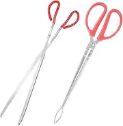 2pcs Snake Pliers Trash Pliers Tool Snake Tongs Snake Catcher Scissor Tongs Grilling Clip Reptile Accessories Seafood Clip Crabbing Tongs Snake Tank Accessories Red Stainless Steel