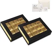 Bumlon Elegant Gift Box Style, 2 pcs, Empty Chocolate Boxes with Window, Sweet Boxes Empty, 17.5 x 14 x 3.8 cm, for Birthday, Father's Day, Mother's Day