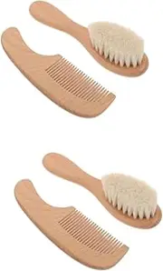 SHOWERORO 2 Sets Newborn Baby Hair Brush Comb Set Double-Sided Scalp Brush Easy to Clean Birthdays