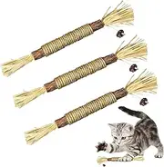 LANLAN2022 3 Pack Silvervine Sticks Cat Toys for Indoor Cats Interactive Silvervine for Cats Catnip Toys for Indoor Cats Chew Toy for Cat Teeth Cleaning Kitten Teething
