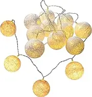 WeRChristmas Cotton Ball with 10 Warm LED Light String Christmas Decoration, 1.5 m - White