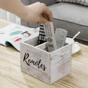 2 Slot White Wood Remote Control Holder Caddy Desktop Organizer, Media Storage