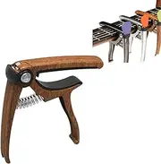 4-in-1 Guitar Capo,Capo for Acoustic Electric Guitar Ukulele,Includes String Cutter Pin Puller Pick Holder Universal for Bass, Banjo, Violin, Mandolin,Guitar Accessories (Wood Grain)