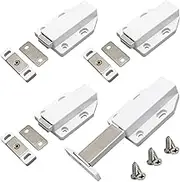 Moicstiy 4Pcs Magnetic Push to Open Latches Heavy Duty White Touch Latch Catch Cabinet Door Hardware Touch Pressure Release Latch for Drawer