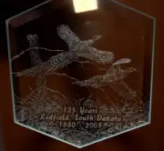 Redfield South Dakota 125 years 1880-2005 Octagon Glass Ornament Pheasants