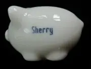 LUCKY PENNY PORCELAIN MINIATURE PIGGY BANK - SHERRY