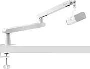 IXTECH White Microphone Boom Arm Stand Low Profile Boom Arm Adjustable Mic Stand with Built In Cable Management 360° Swivel Mic Arm LIZARD WHITE Model