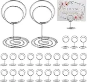 50Pcs Table Card Holders Number Holders Name Card Holder Place Card Holder Wire Picture Photo Holder Note Memo Clip for Restaurant Wedding Birthday Party Silver