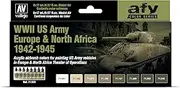 Vallejo VAL71625 Farb, WWII Europa & Nordafrika, 1942-1945 AV Model Air Set-US Army Europe & N.Africa