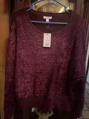 Nine West Women’s XL Plum Dolman Feather Knit Top New With Tag Retail $50
