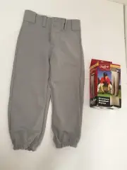 Rawlings Youth/ Small Premium Baseball Pants Gray Elastic Bottom WALY31P New