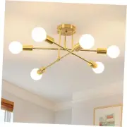 Modern Sputnik Chandelier, 6-Light Gold Industrial Metal Semi Flush Mount