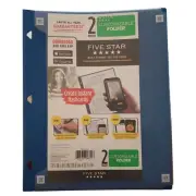 New Mead Five Star Blue Plastic Customizable 2 Pocket Folder Create Flashcards