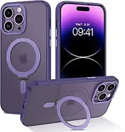 GUAGUA Slim Case for iPhone 14 Pro Max, [Compatible with MagSafe] Magnetic Kickstand iPhone 14 Pro Max Case Transparent Matte Back Cover Phone Cases for iPhone 14 Pro Max 6.7", Frosted Purple