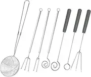7 Pieces Chocolate Candy Dipping Tools, Spoons Fork Set Including 1pcs Slotted Spoon and 6pcs Fondue Forks, Stainless Steel Supplies for Making Candy Decorative Plates
