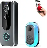 GuardianBell Pro – Smart WiFi Doorbell & Security Cam in One with Two-Way Audio, Motion Alerts, Auto Snapshots, Night Vision, Chime Included, 4000mAh Rechargeable Battery, IP65 Waterproof