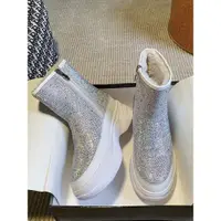 在飛比找ETMall東森購物網優惠-內增高雪地靴冬季白色棉鞋子水鉆
