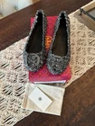Tory Burch Minnie Travel Ballet Flats -Confetti/Gunmetal -Size 8 1/2 -New In Box