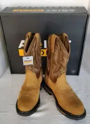 ARIAT WorkHog Boot Men's Size 10 Soft Toe Pull-On Work Boot Aged Bark 10001188