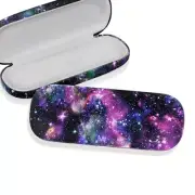 Hard Shell Eyeglasses Case, Clamshell Sunglasses Holder Purple Nebula Galaxy