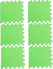INOOMP 6Pcs Thicken Eva Interlocking Leaf Grain Floor Tiles Cushioned Splicing Rug for Play Area Durable and Safe Mat Green for Home and Development