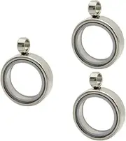 [TEHAUX] 2pcs Porta Retratos Decorativos Glass Pendant Metal Picture Frames Jewelry Making Supply Round Locket Pendant Memory Locket Necklace Neck Pendants Floating Round Locket