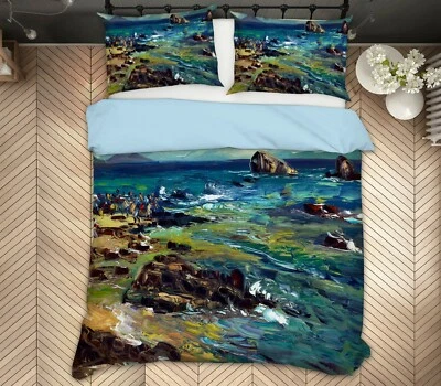 3D Sea Black Stone ZHUA1303 Bed Pillowcases Quilt Duvet Cover Set Queen King Zoe