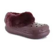 Crocs FUREVER CRUSH Black Faux Fur Platform Wedge Clogs