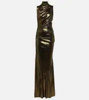 [Blumarine] Blumarine Cutout ruched metallic gown AU 8 silver