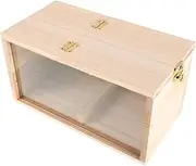 MINAOLULUS Wooden Birdhouse with Transparent Window Outdoor Parakeet Nesting Box for Lovebirds and Small Birds Durable and Construction for Garden Breeding and Observation