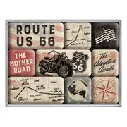 9pc Nostalgic Art Route 66 Bike Map Magnet Set
