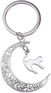 [MERRYHAPY] Moon Shape Keychain Novelty Present for Bag Car Key Party Favor Gothic Hollow Key Ring