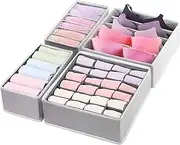 [Uandhome] Underwear Drawer Organizers Divider, 4 Pack Foldable Clothes Drawer Organisers Underwear Storage Box, Socks Bra Organizer and Storage Boxes for Lingerie, Bra, Undies…