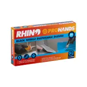 Rhino X-Large Black Disposable Nitrile Gloves - 50 Pack