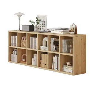 簡約現代風 全實木書架 置物架 落地 靠牆 組合格子櫃 兒童 客廳 儲物 收納 矮家用書櫃 (2折)