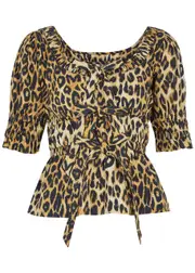 Damson Madder Bianca Leopard-print Cotton Blouse - 12 (UK12 / M) 12 (UK12 / M)