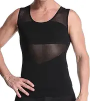 Tight Chest Compression Shirt for Men, Thin Body Shaping Underwear Sports Waist Trimmer Shapewear Tops for Slimming