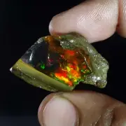 24.70Ct Amazing Ethiopian "Play-Of-Color" Fire Opal Oil Rough 100% Natural Gems